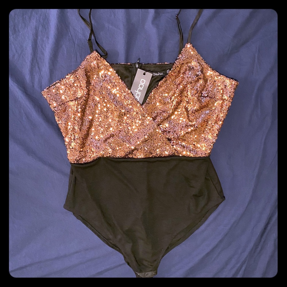 Sequin Wrap Top Bodysuit Plus Size